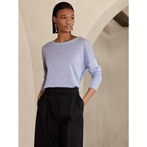 Banana Republic Cait Linen Blend Long Sleeve Sweater Size Large Relaxed Blue NWT